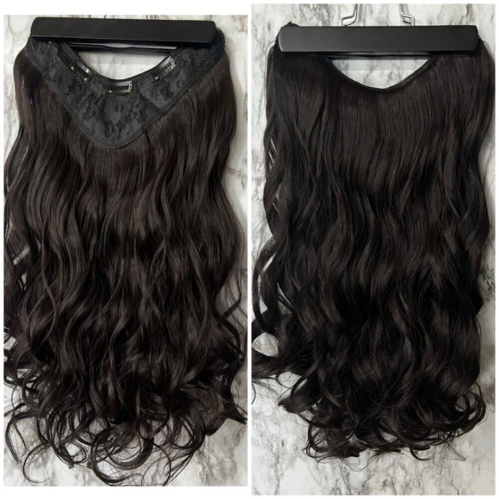 22 In Volumizing U Shaped Clip Dark Brown Wave Wavy Extension One hair P